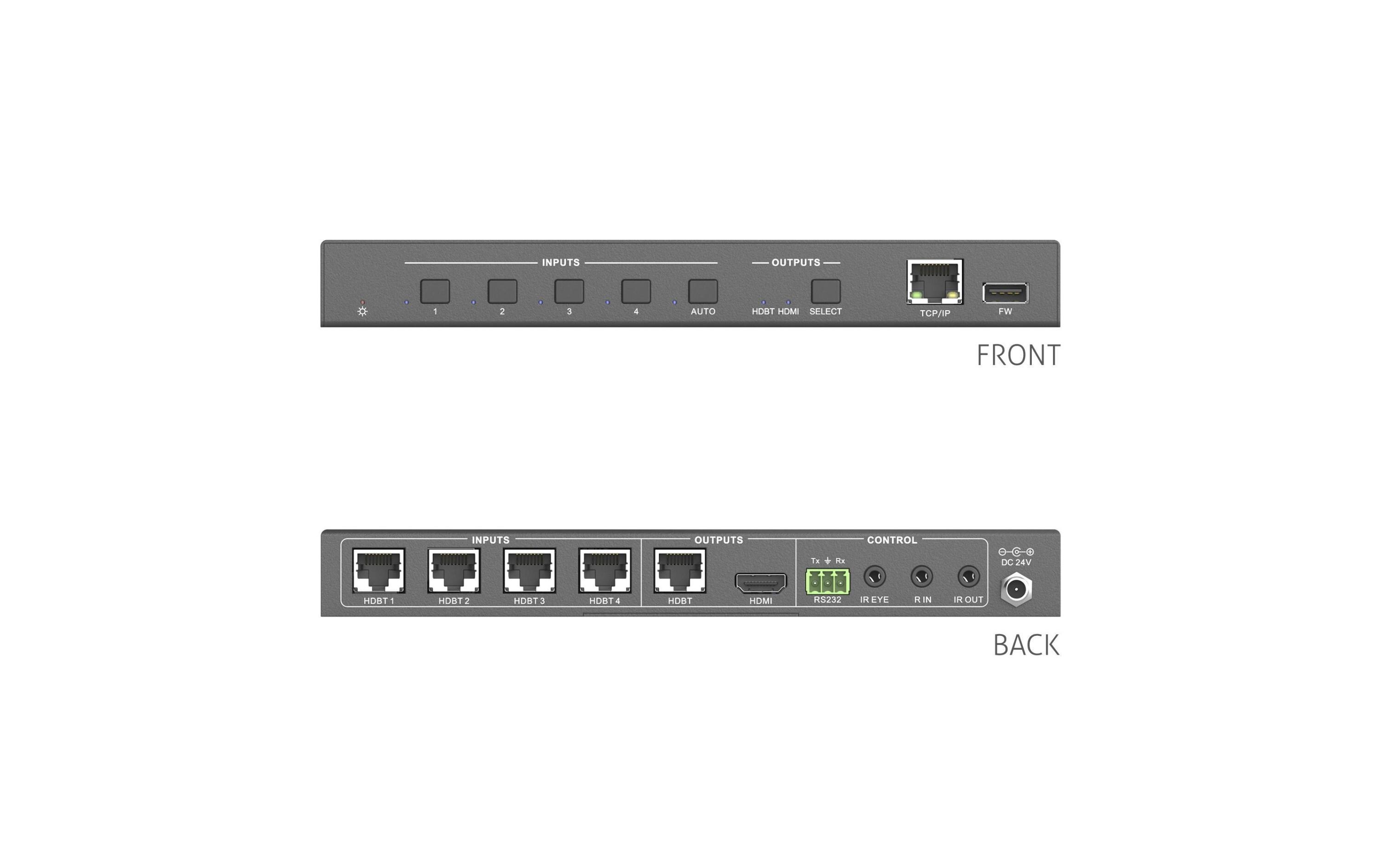 Switcher PT-SW-HDBT41 HDBaseT<br>4x1 4K HDBaseT In and Out Switcher