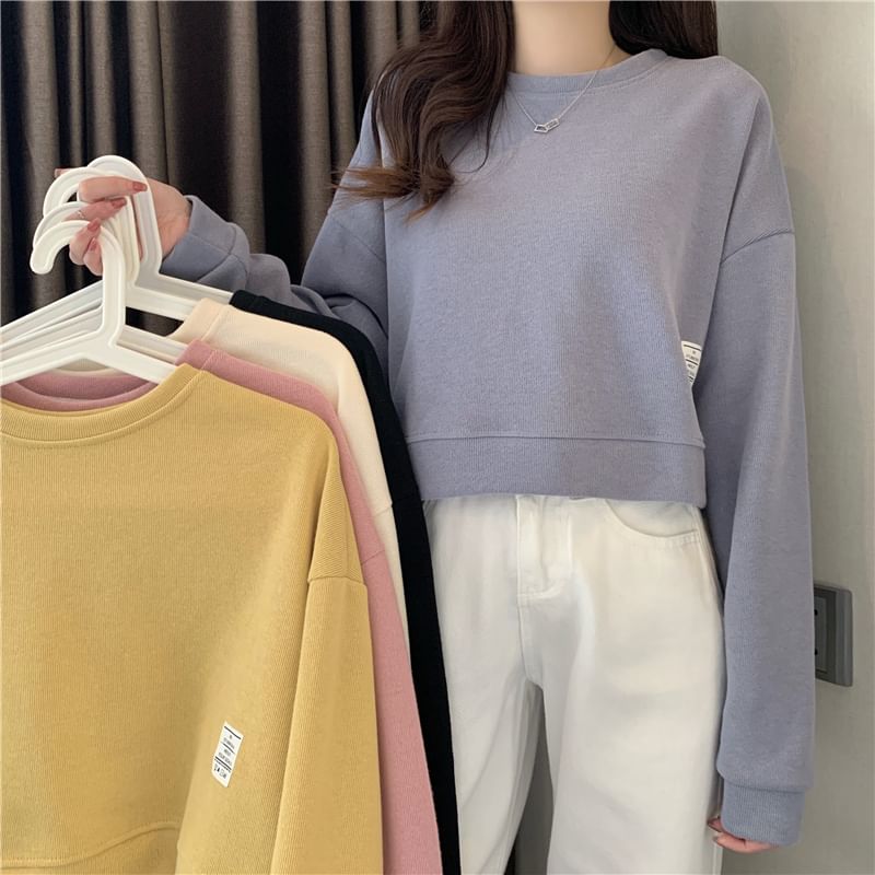 Shinsei - Effen cropped sweatshirt met ronde hals