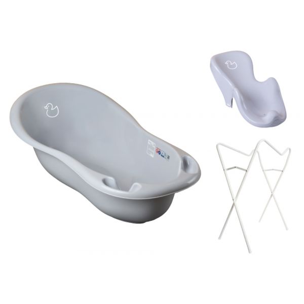 Babyactive Banheira 86 cm com Suporte e Assento Anti-derrapante Duck Gray