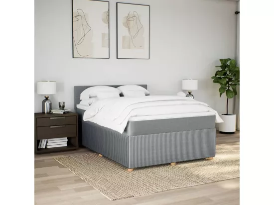 Sommier à lattes de lit avec matelas Gris clair 140x190cm Tissu