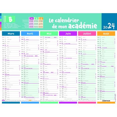Calendrier Mon Academie - 6 mois par face - Zone B - 33,5 x 43 cm - Oberthur