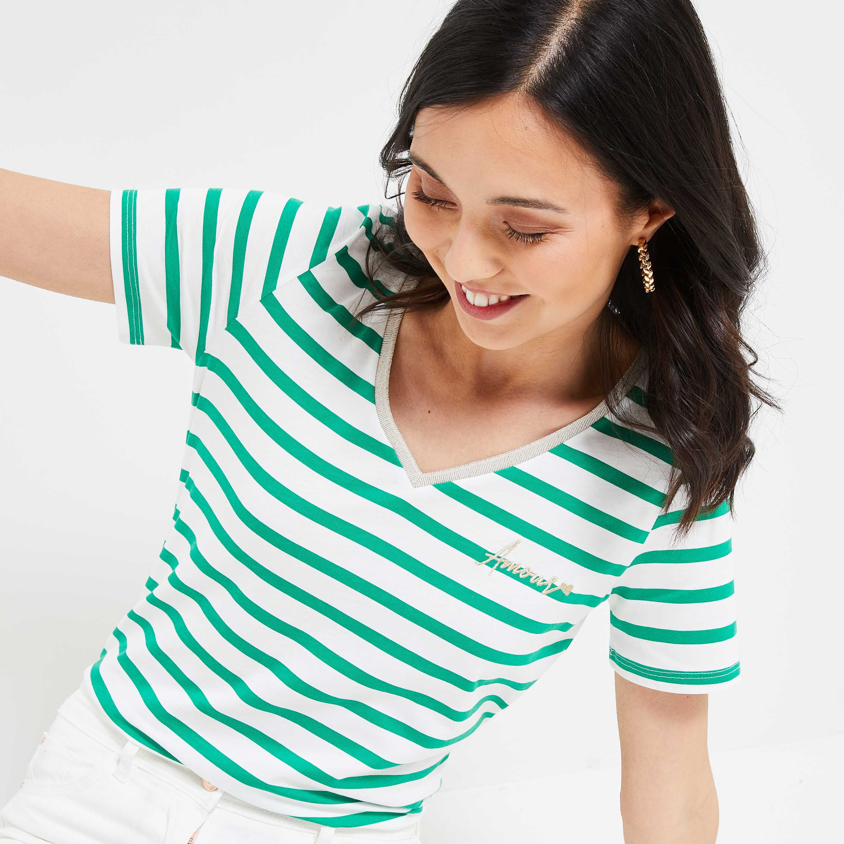 Tshirt rayé femme - VERT