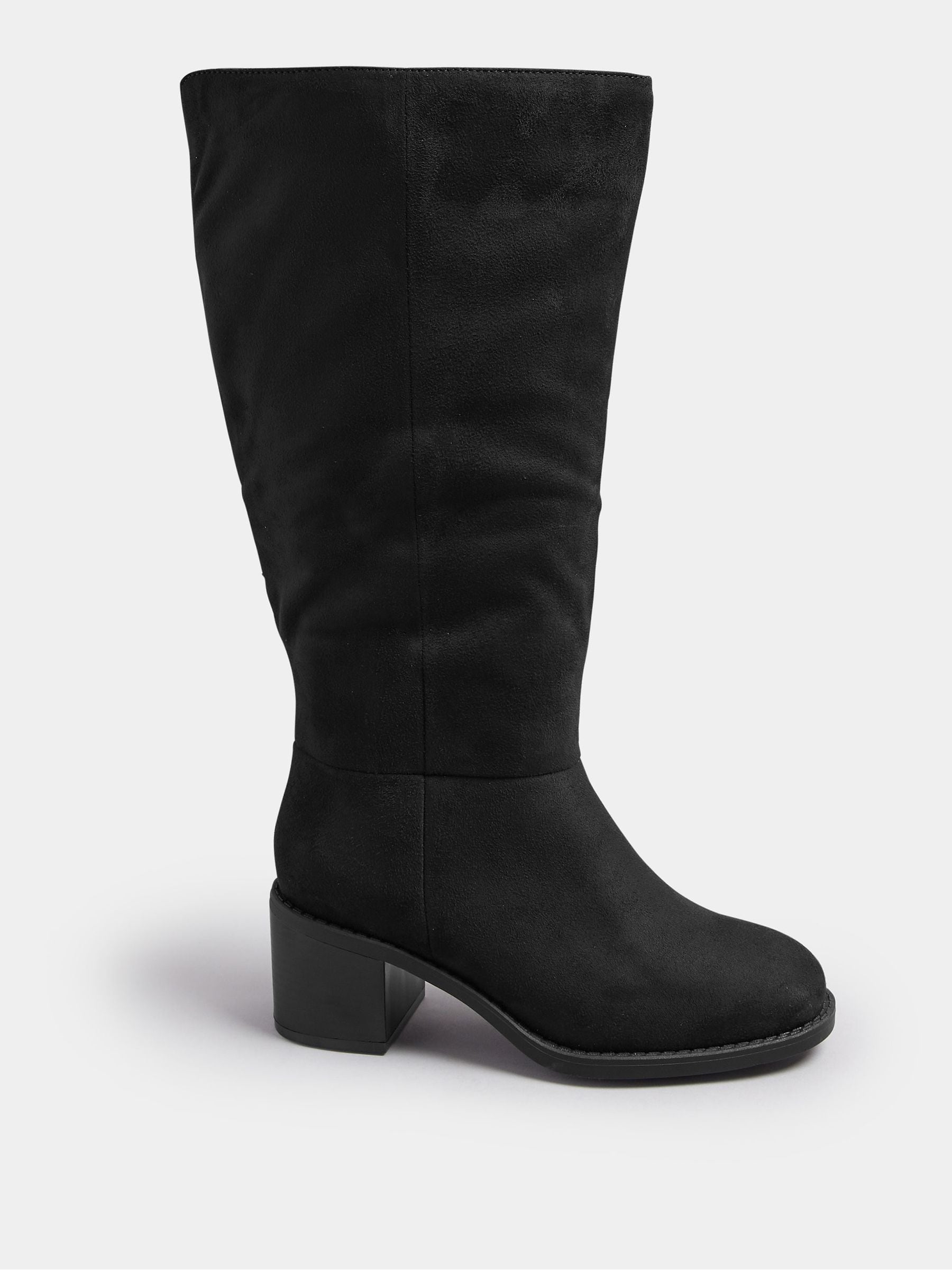 Yours Curve Block Heel Knee High Boots