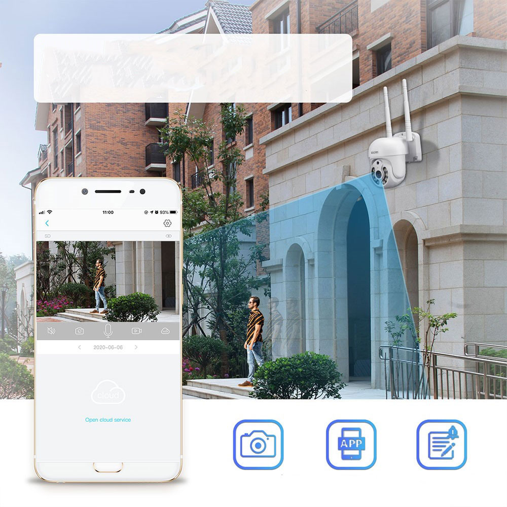 (3MP) 8x WiFi Internet IP NVR Überwachungskamera FullHD 1080p IR LED's Nachtsicht & Bewegungserkennung / Audio / IP66 (iOS/Android)