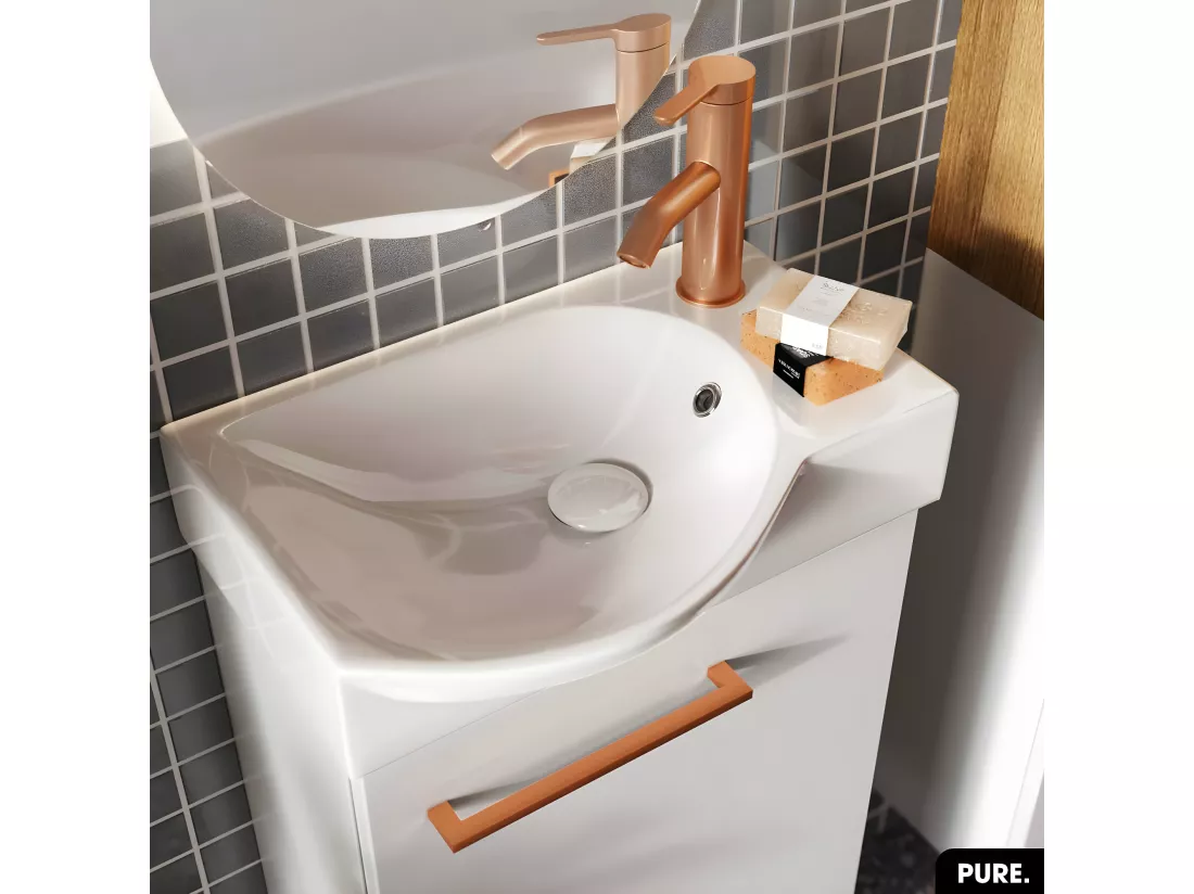 Meuble lave-mains avec vasque - Siphon OFFERT | PURE | Blanc | 39 × 60 × 22