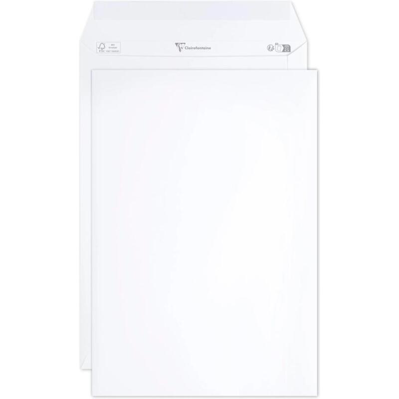 Boite de 250 Pochettes Blanches C4-229x324 mm - Auto-Adhésives - 120g/m2 - Blanc