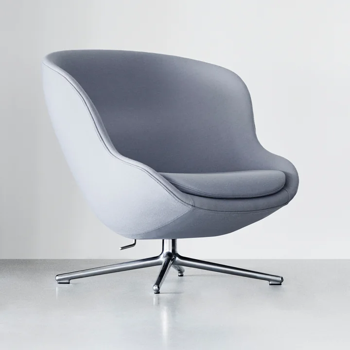 Normann Copenhagen - Hyg Lounge-Sessel mit Drehgestell, Aluminium / hellgrau (Main Line Flax MLF20)