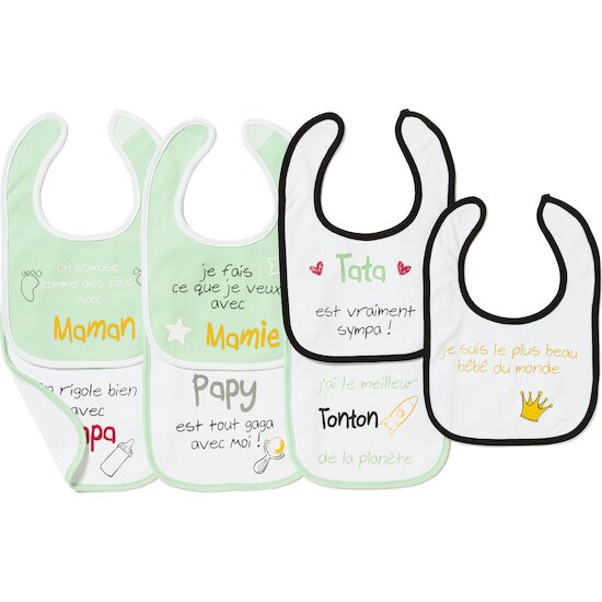 Lot de 7 bavoirs semainiers Famille   vert jade        de               Formula Baby