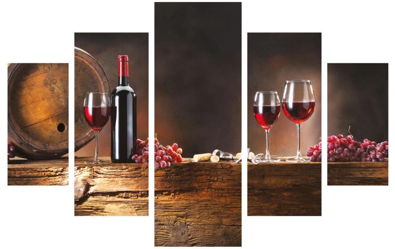 Bild Wein 5-teilig, 92 x 56 cmDekorative Wandmalerei