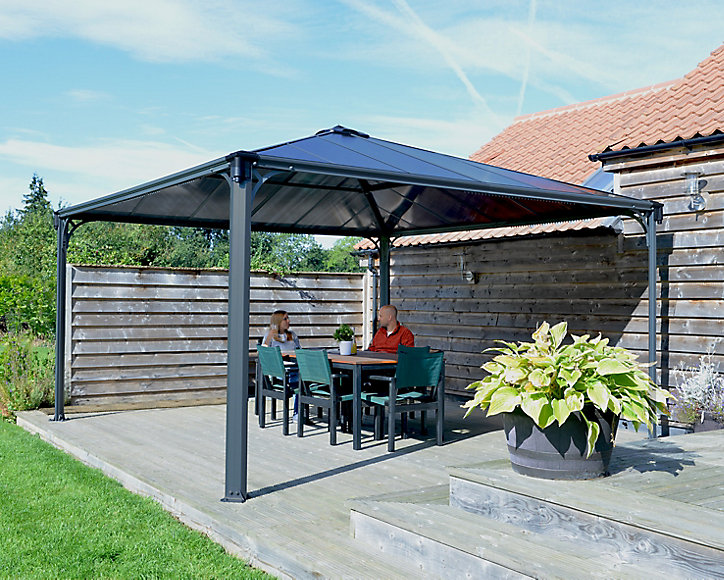 Tonnelle aluminium et toit polycarbonate Palermo 4,3 x 4,3 m