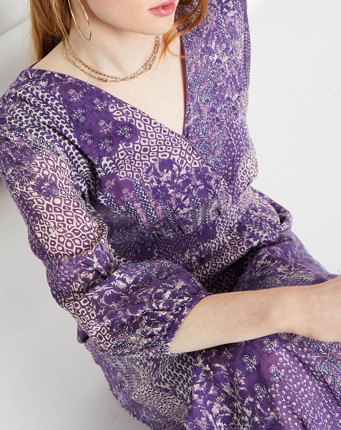 La Petite Etoile Robe longue Mylo patchwork violette
