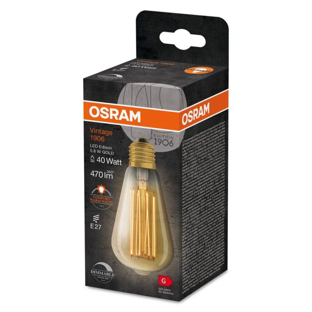 LYSPÆRE OSRAM EDIOSON GOLD 2200K E27 5,8W
