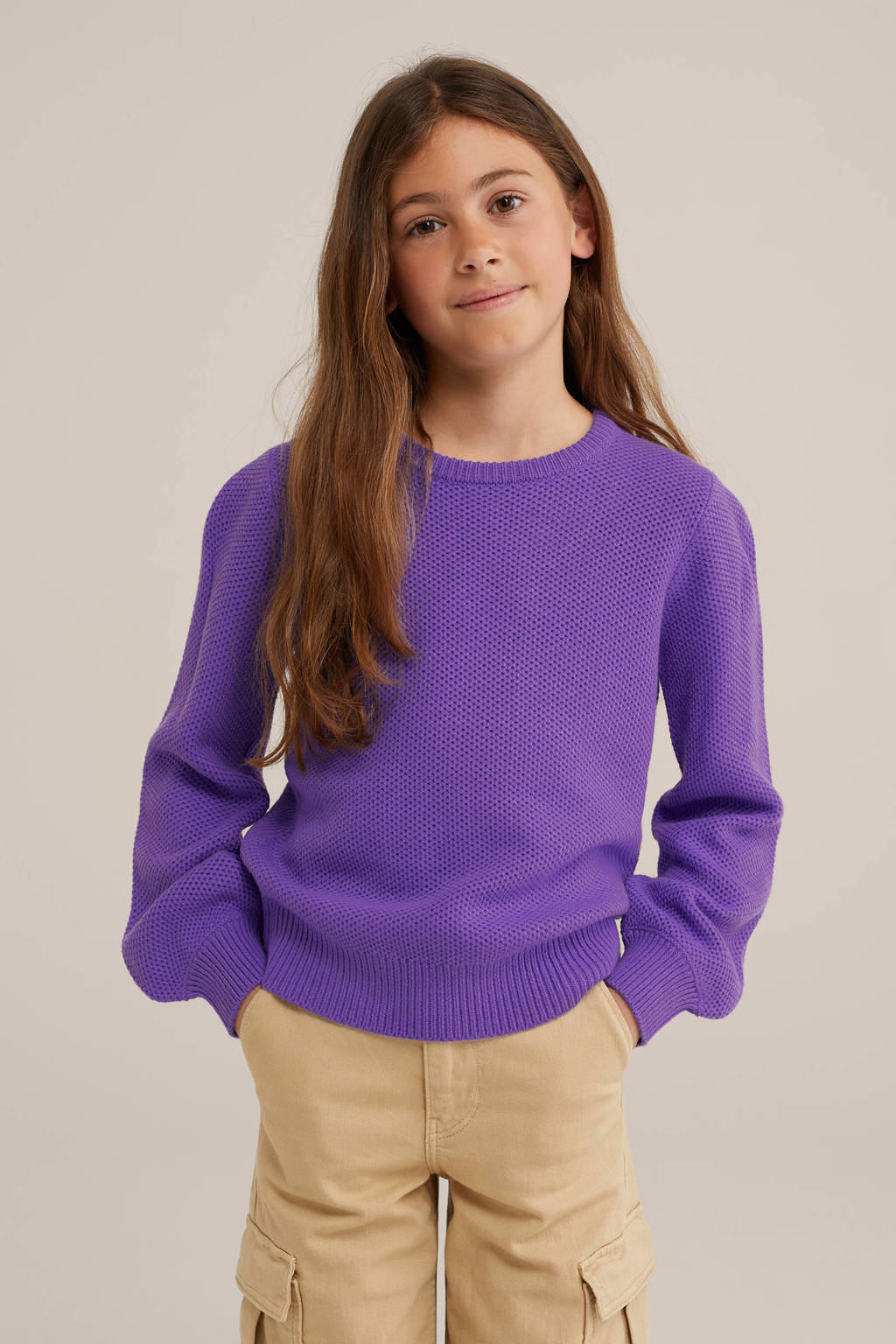 WE Fashion gebreide trui paars