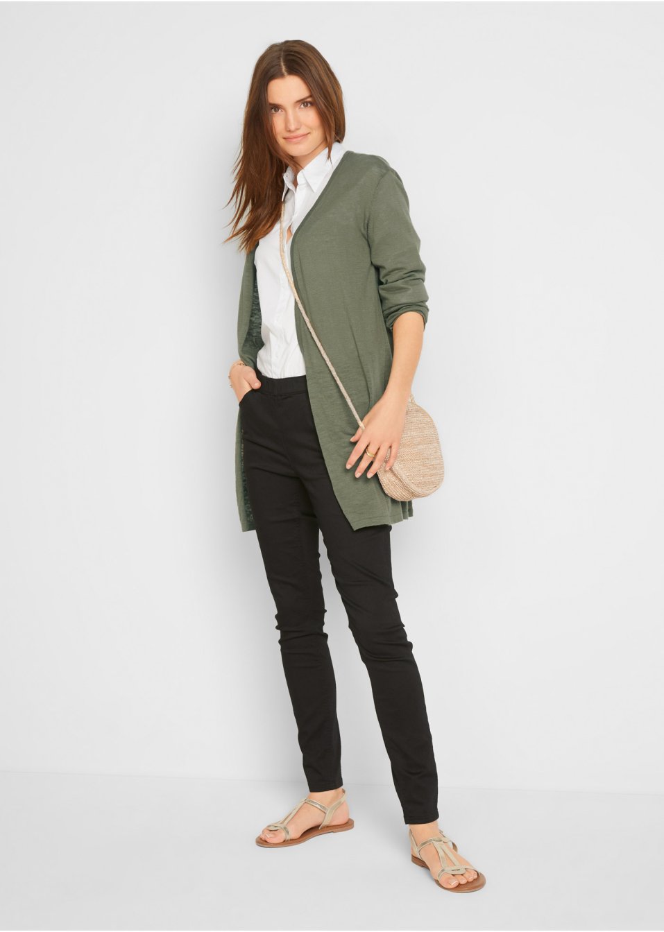 Gilet long en maille, ouvert