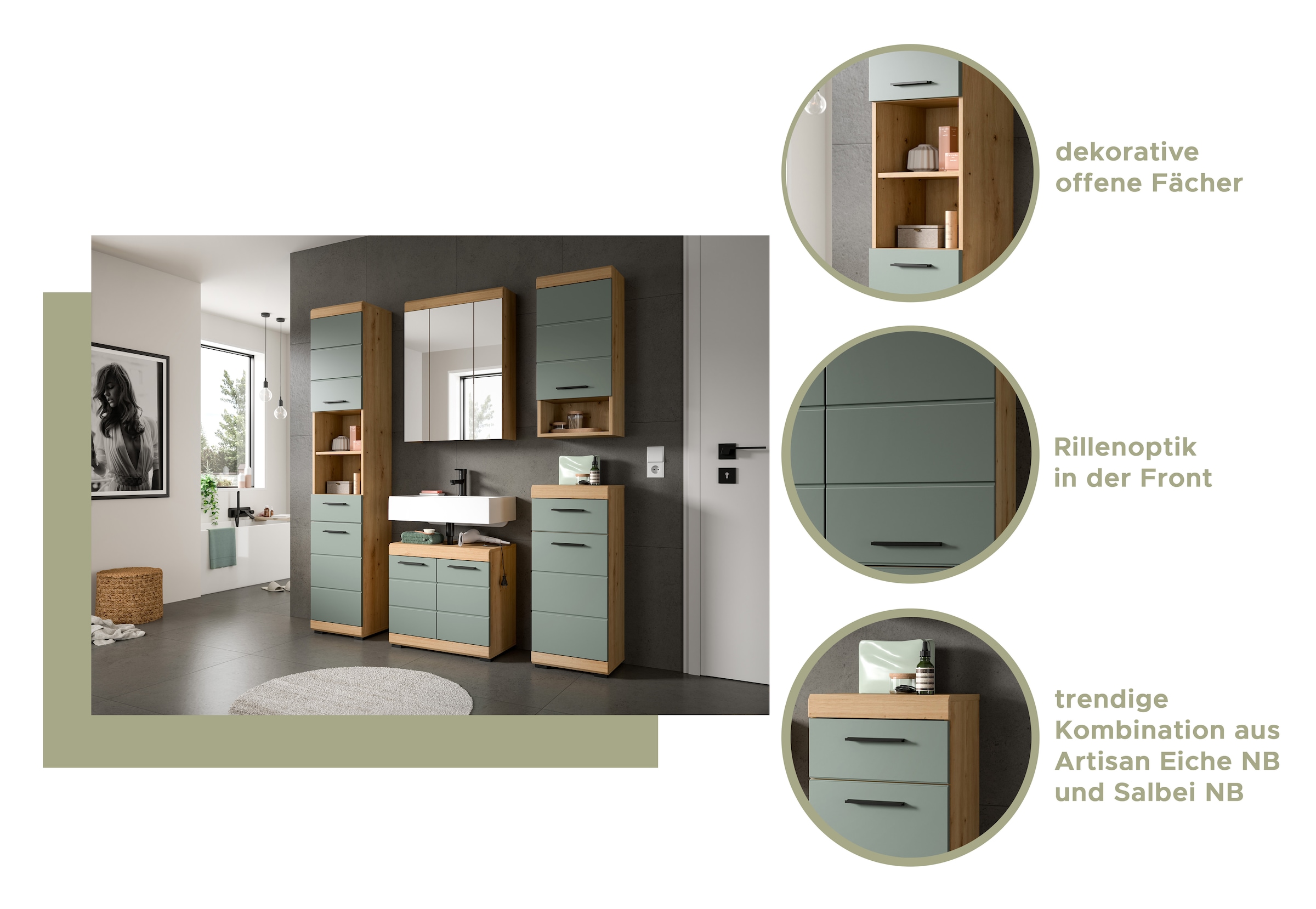 INOSIGN Midischrank »SIENA, Breite 74cm, 4 Türen, 1 Schubkasten, 4 Fächer, MDF-Front« TOPSELLER!,  in verschiedenen Farben erhältlich, Badmöbel, Badschrank, Schrank, Bad