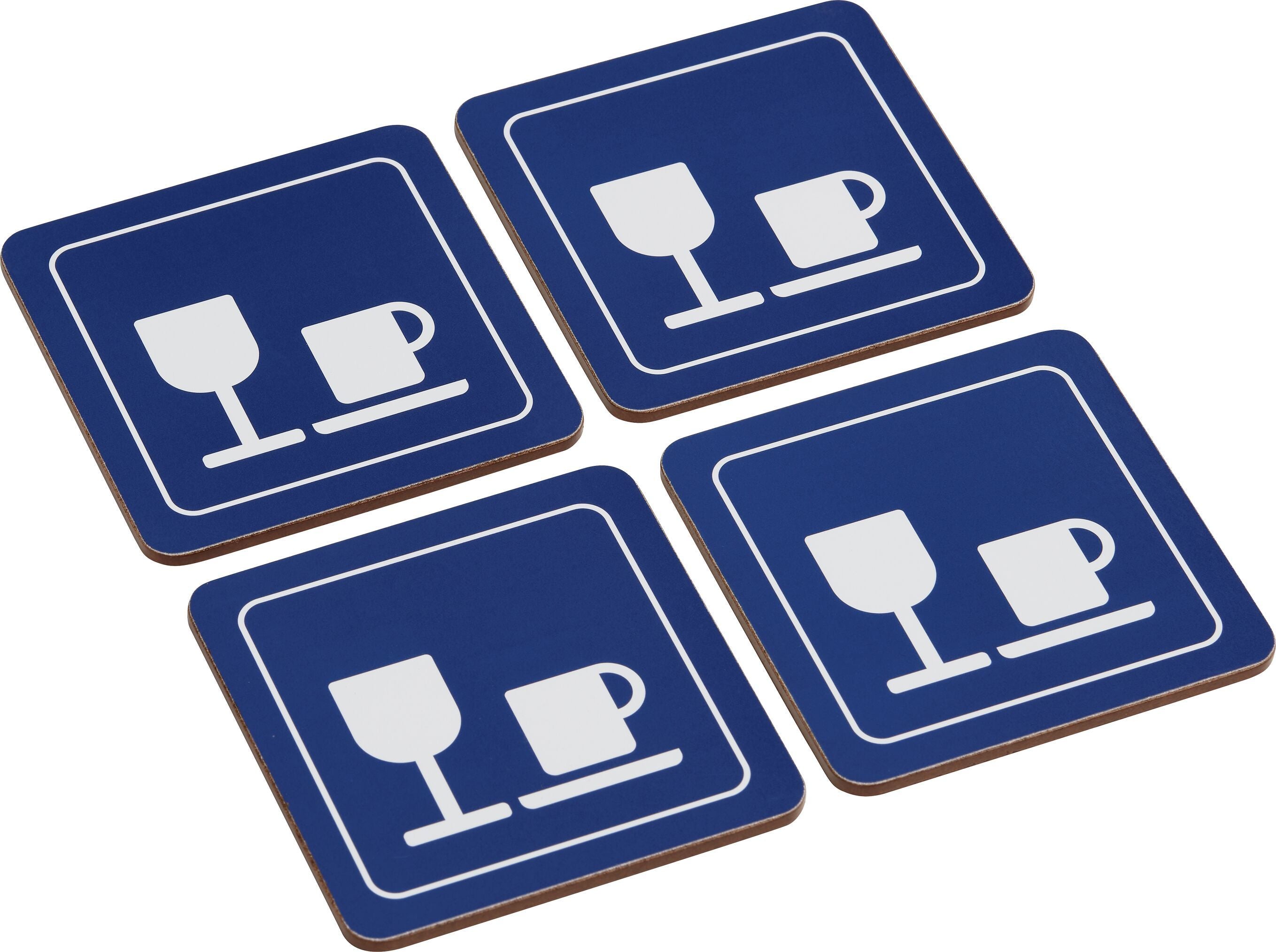PICTO GLASUNTERSETZER 4ER-SET BISTRO - Blau / B: 10.0 cm x T: 10.0 cm x H: 0.5 cm