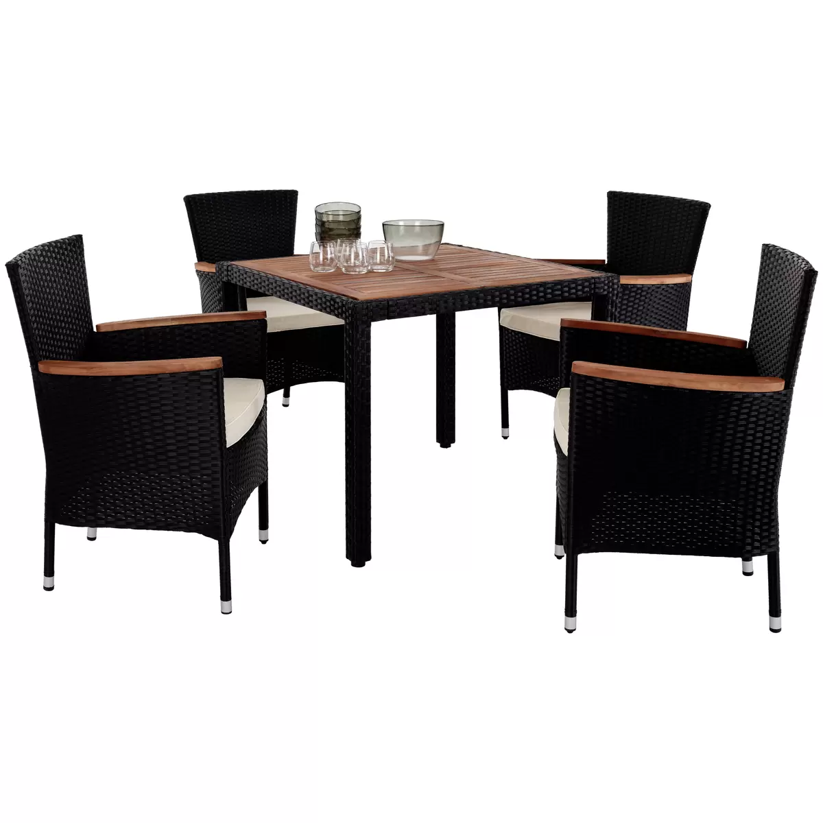 James Wood Gartengarnitur Moa 5-Teilig schwarz,braun,beige