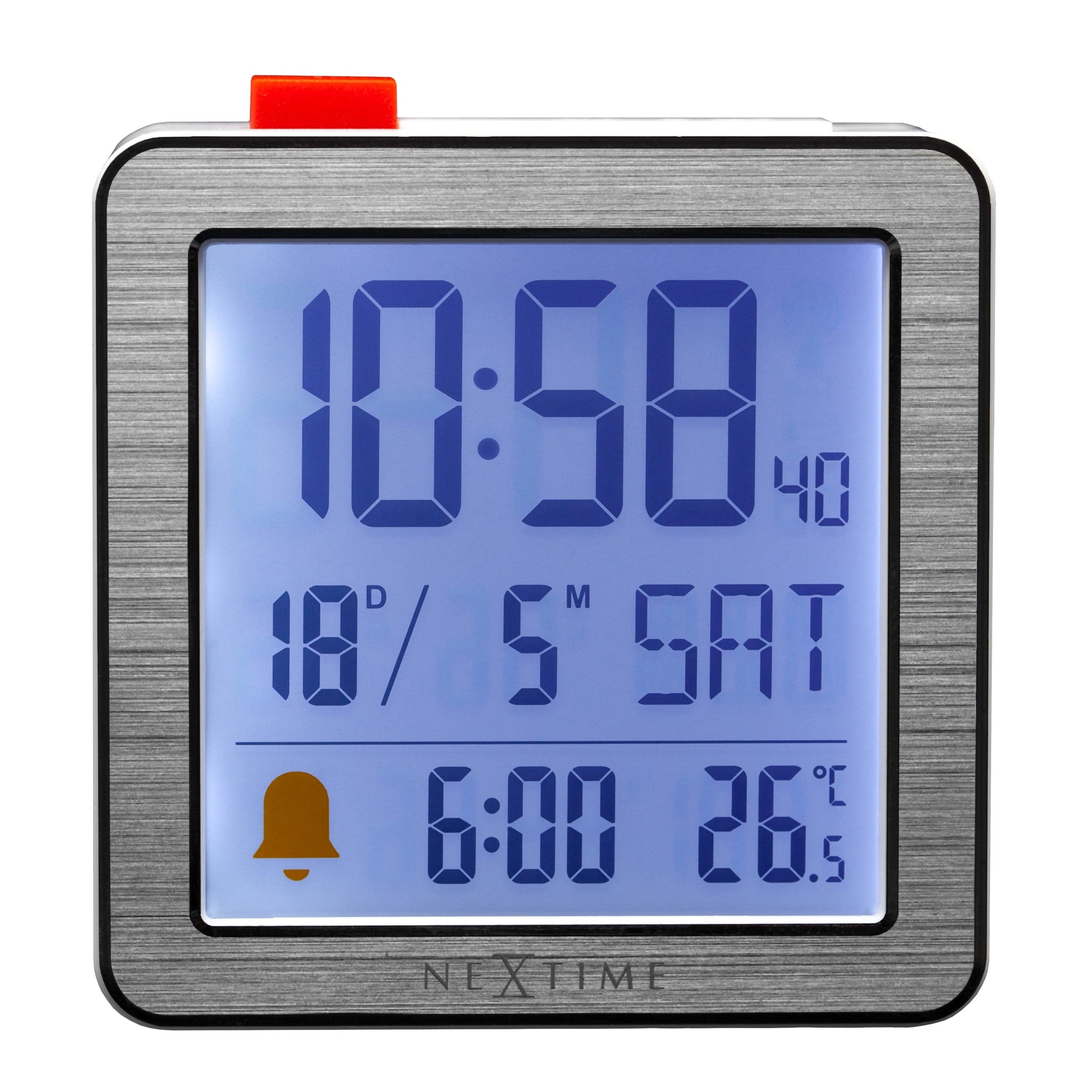 NeXtime - Digitale Tafelwekker 6x6,4x2,1 cm - RCC - temperatuur - Wit