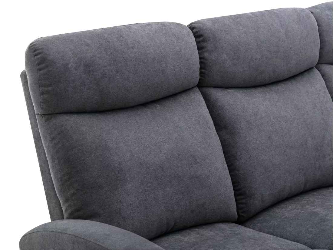 Canapés 3 places 2 places et un fauteuil relax en tissu gris EVELYN