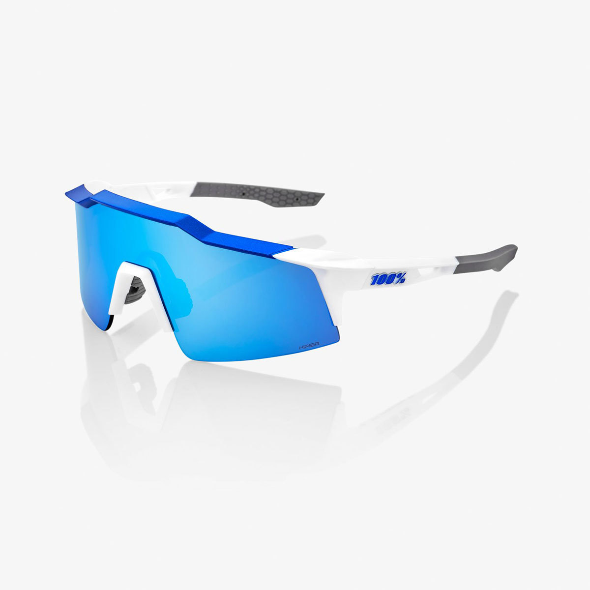 100% Speedcraft SL Sport Zonnebril Mat Wit/Metallic Blauw met HiPER Blue Mu