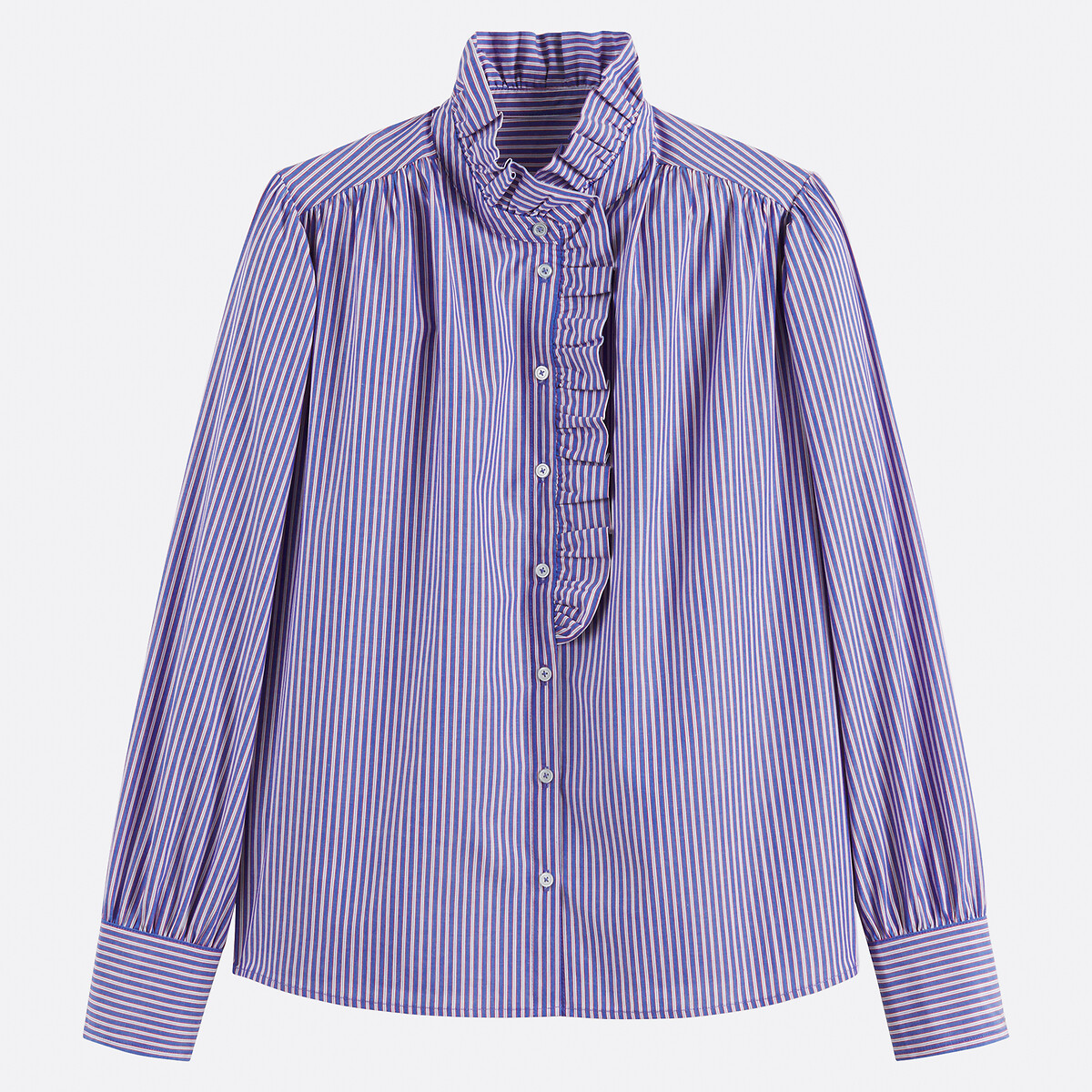 COLEÇÕES LA REDOUTE<br>Camisa listrada, gola vitoriana, Assinatura CHARLÈNE