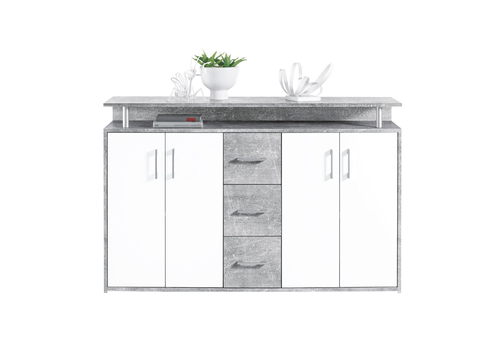 Highboard Drift Beton-Optik/Weiß 139 x 90 x 34 cm