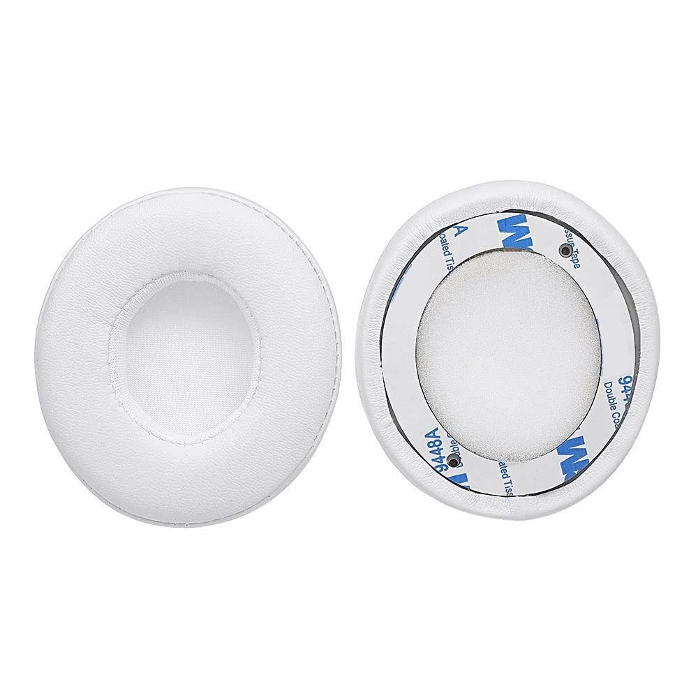 (2er Set) Beats Solo 3 / Solo 2 Kopfhörer Leder Ersatz Ohr Polster Kissen - Weiss