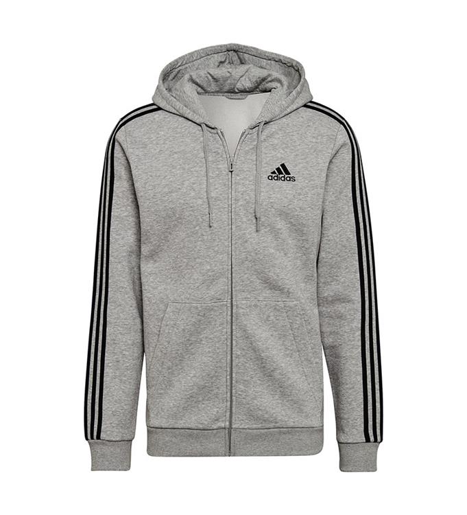 adidas Men Essentials Fleece 3-Stripes Full-Zip Hoodie