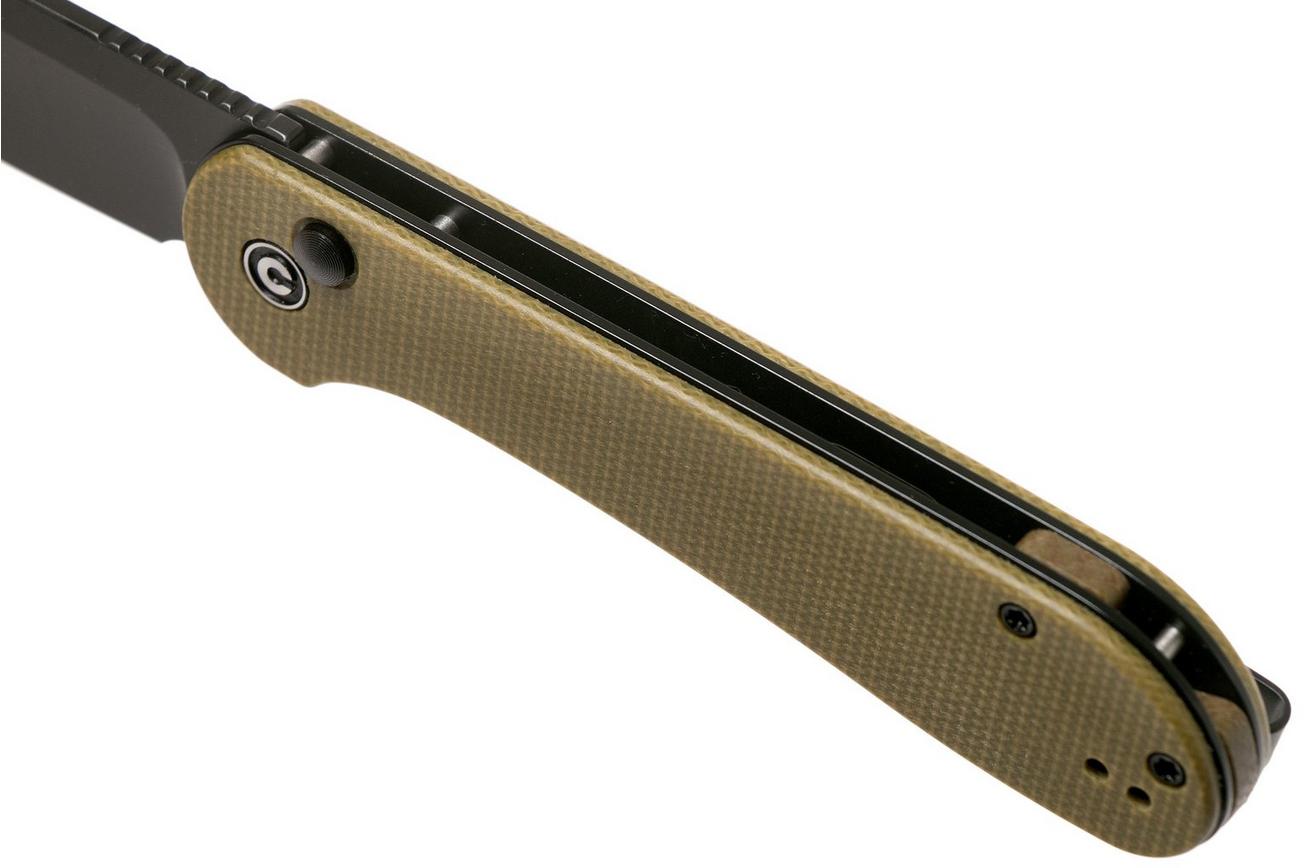 Civivi Elementum Button Lock C2103B Black, Olive Micarta zakmes