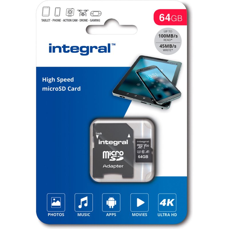 Integral INMSDX64G-100V30 mémoire flash 64 Go MicroSD UHS-I Classe 10