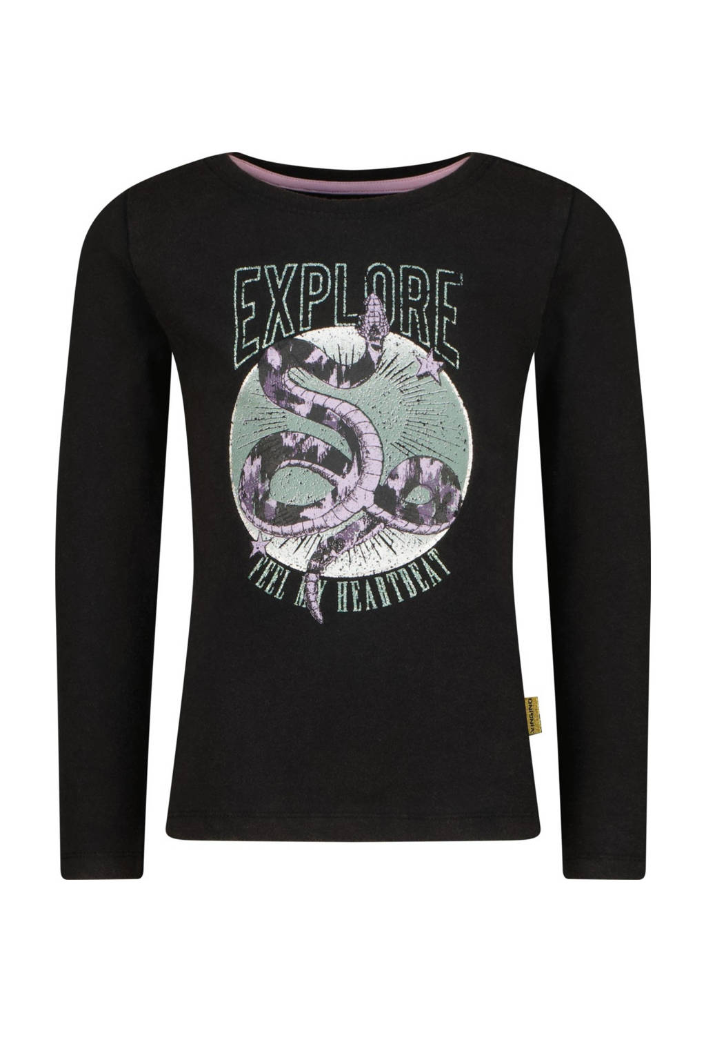 Vingino longsleeve Jasmine met printopdruk zwart explore