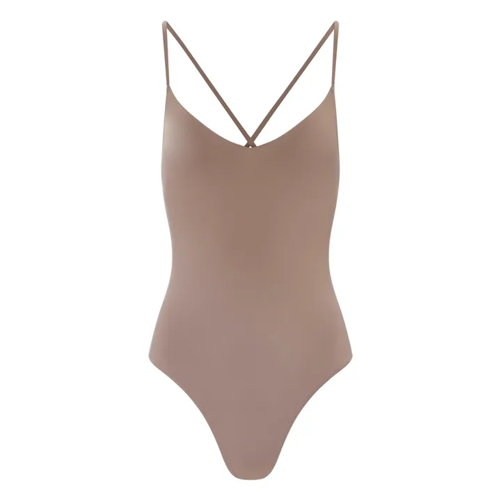 SMALLABLE BASICS Maillot De Bain 1 Pièce Bretelles Croisées | Marron glacé