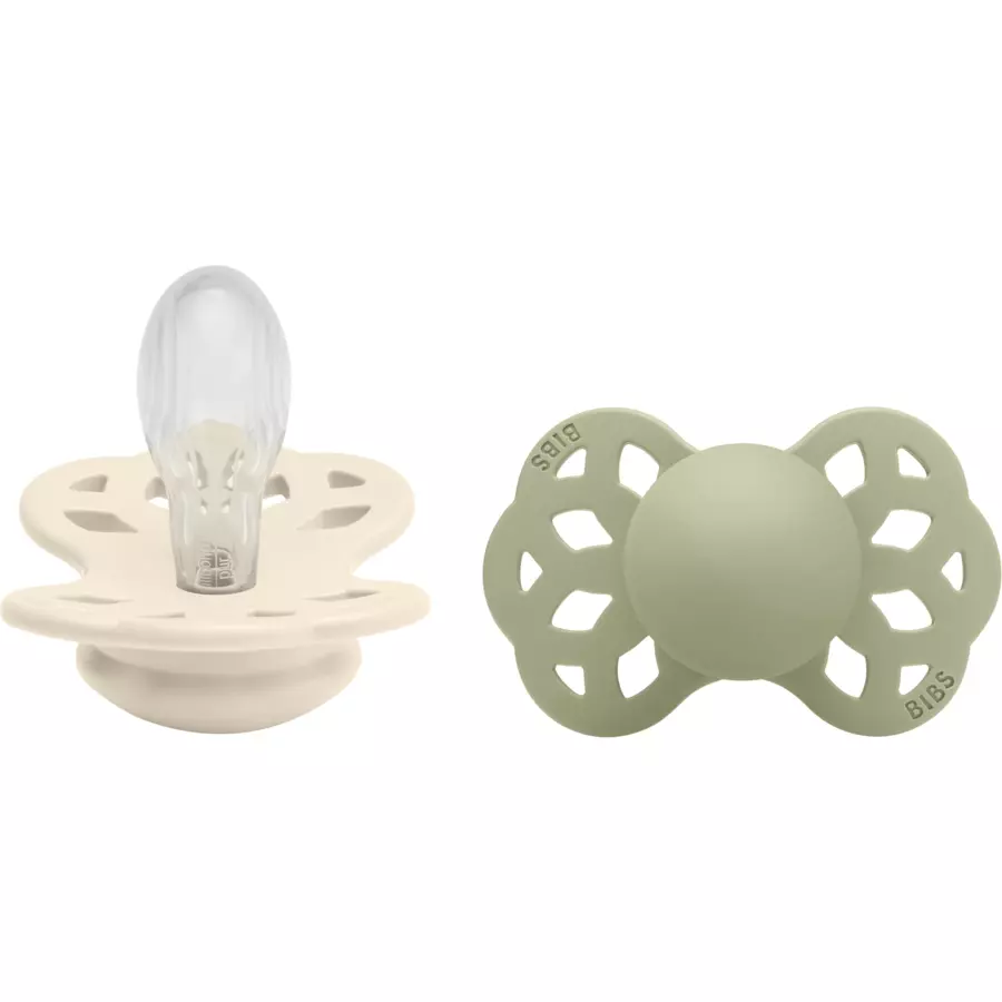 BIBS® Schnuller Infinity symmetrischer Sauger 6-18 Monate Ivory & Sage 2 Stk.