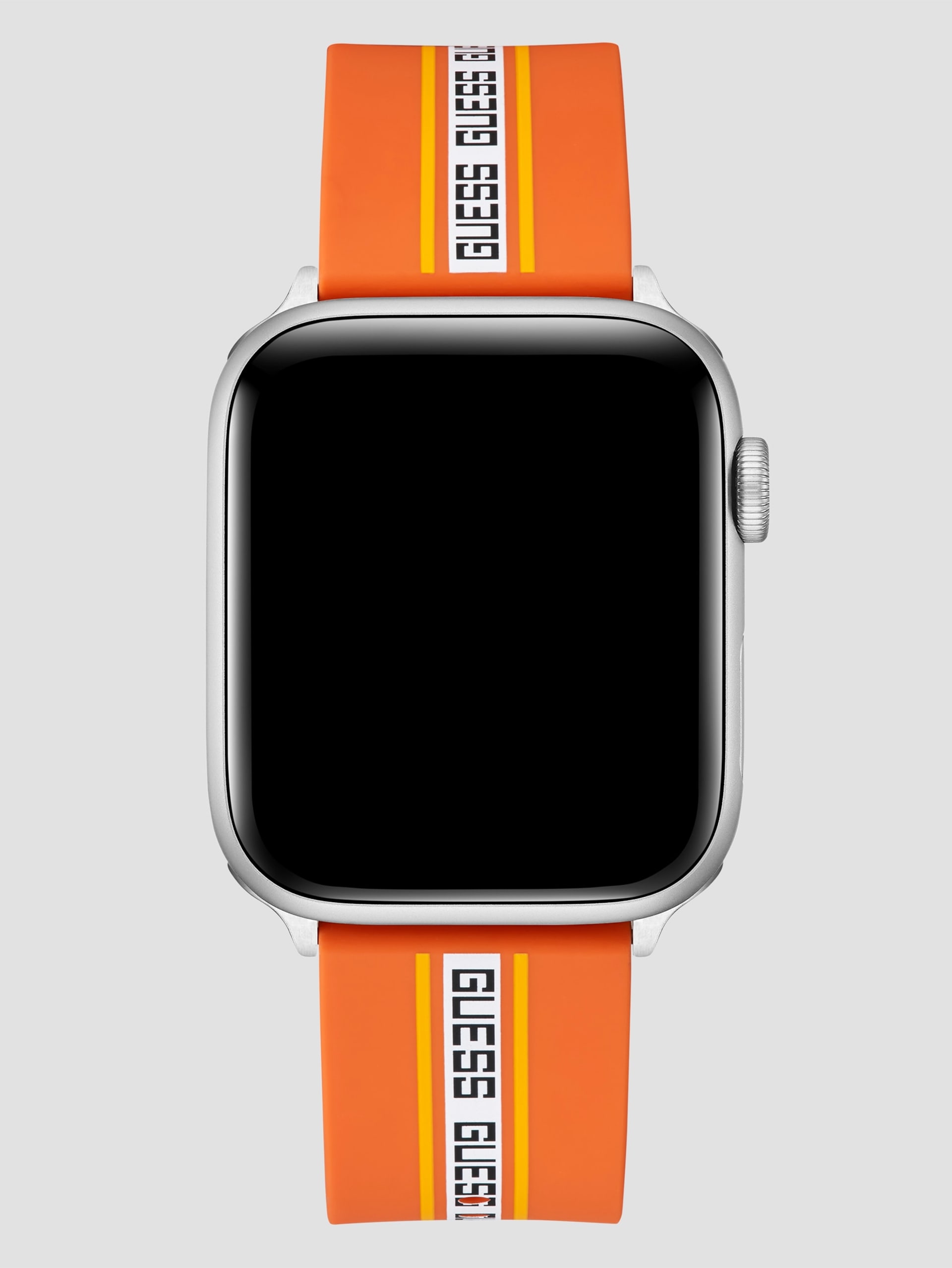 Pulseira de silicone laranja com monograma, tamanho 42-44 mm, para Apple Watch®