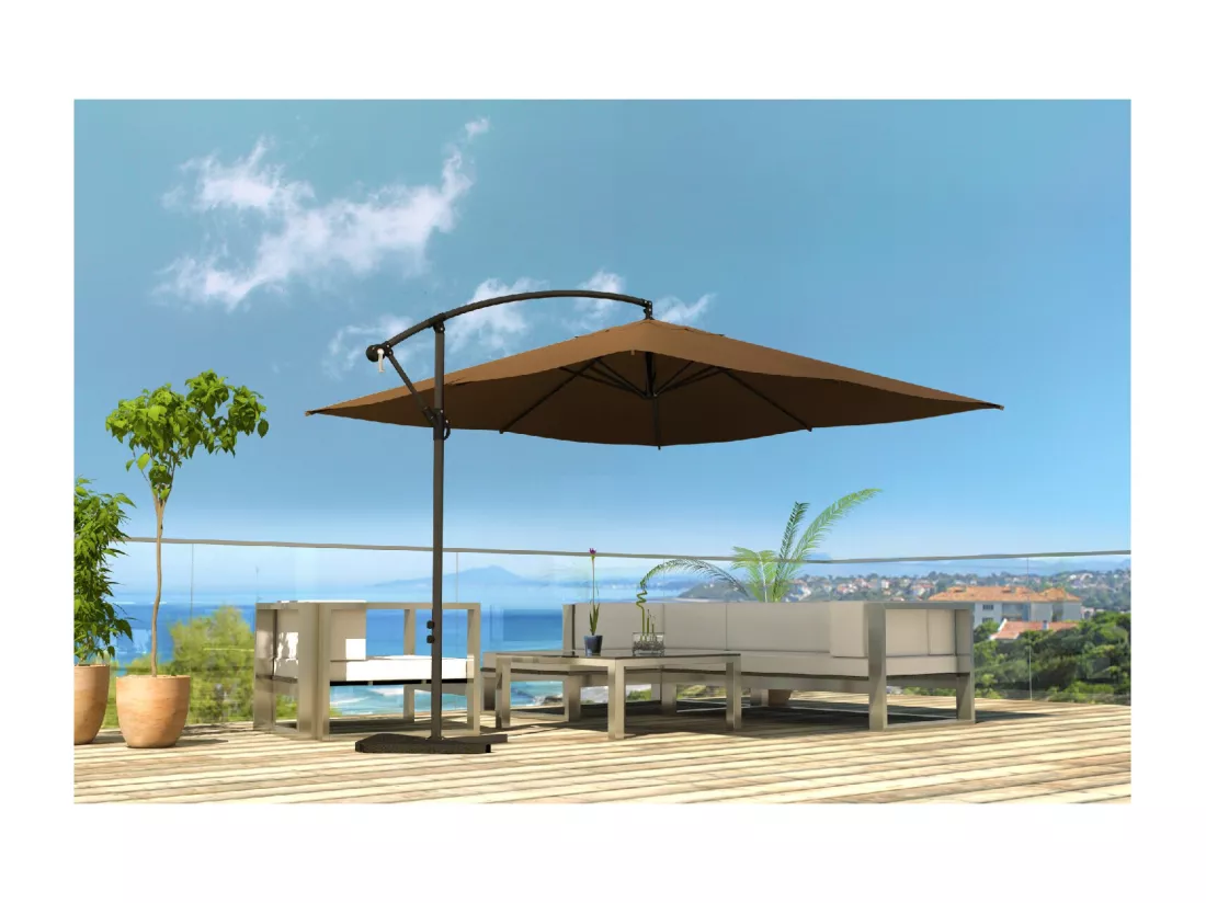 Parasol carré 3x3m chocolat SOLENZARA