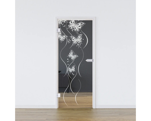 Pertura glazen deur Glera Butterfly 01 584 x 1960 x 8 mm Links voor Studio Office fitting