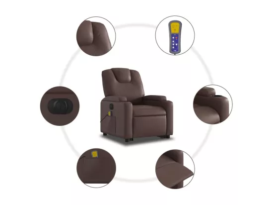 Fauteuil inclinable de massage électrique marron similicuir