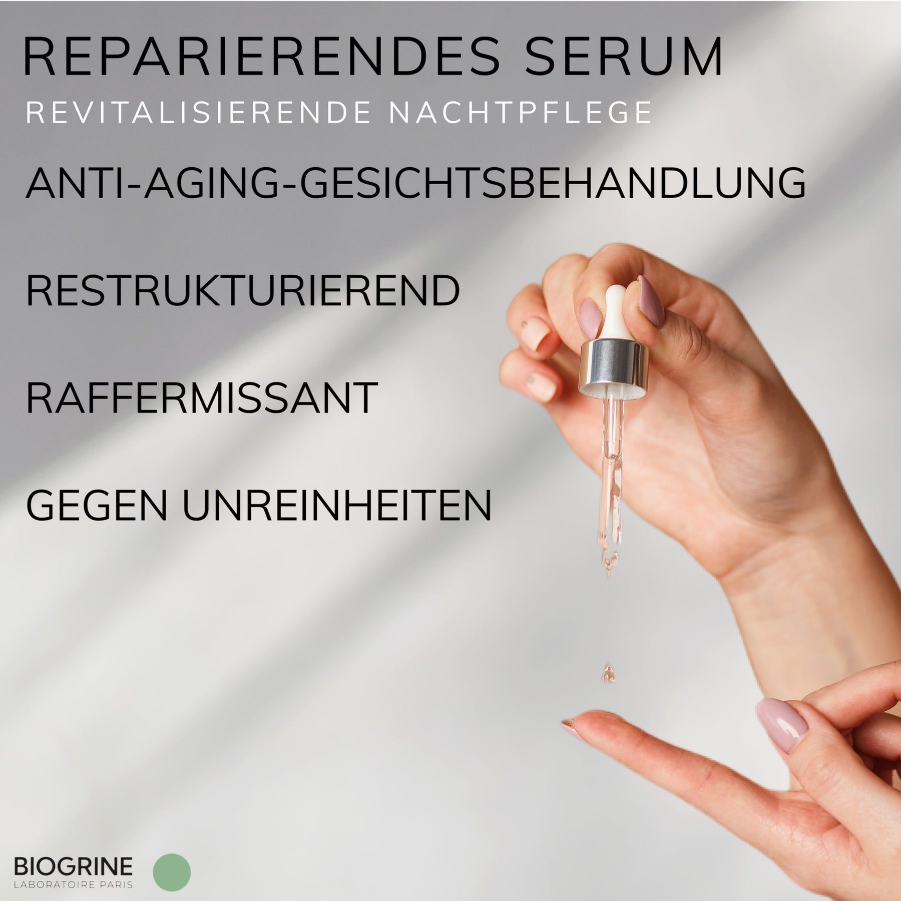 BIOGRINE „SERUM REPARATEUR“  REVITALISIERENDE NACHTBEHANDLUNG MIT CBD  GRÜNER TEE
