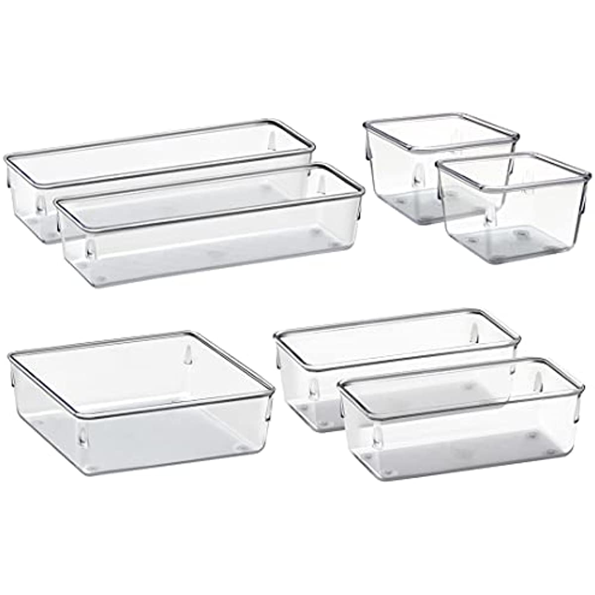 Organizador Modular Acrimet para Gavetas, Bancadas e Arm&aacute;rios, Pl&aacute;stico Transparente, Kit com 7 Potes Sortidos