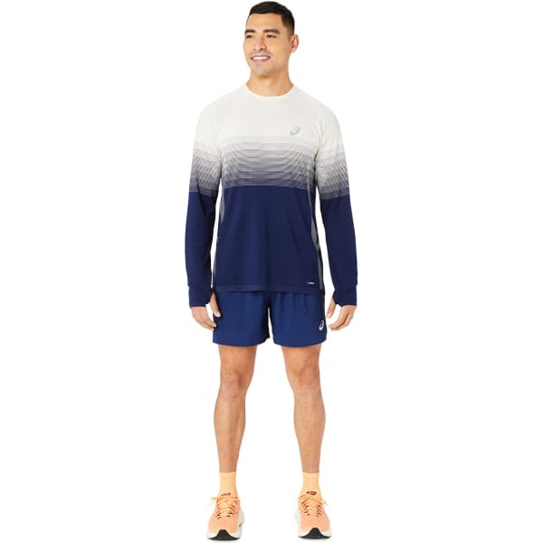 T-shirt running ASICS SEAMLESS LS TOP BIRCH/BLUE EXPANSE
