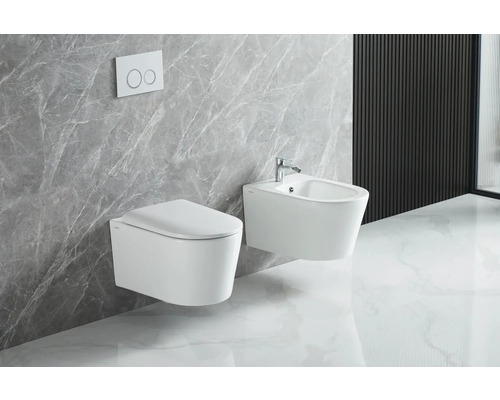 Jungborn wandclosetset ONE 53, randloos, glanzend wit, met toiletzitting met Turbo-Flush-technologie