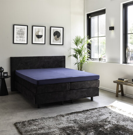 Hoeslaken Egyptisch Katoen Stretch - Topper - Navy