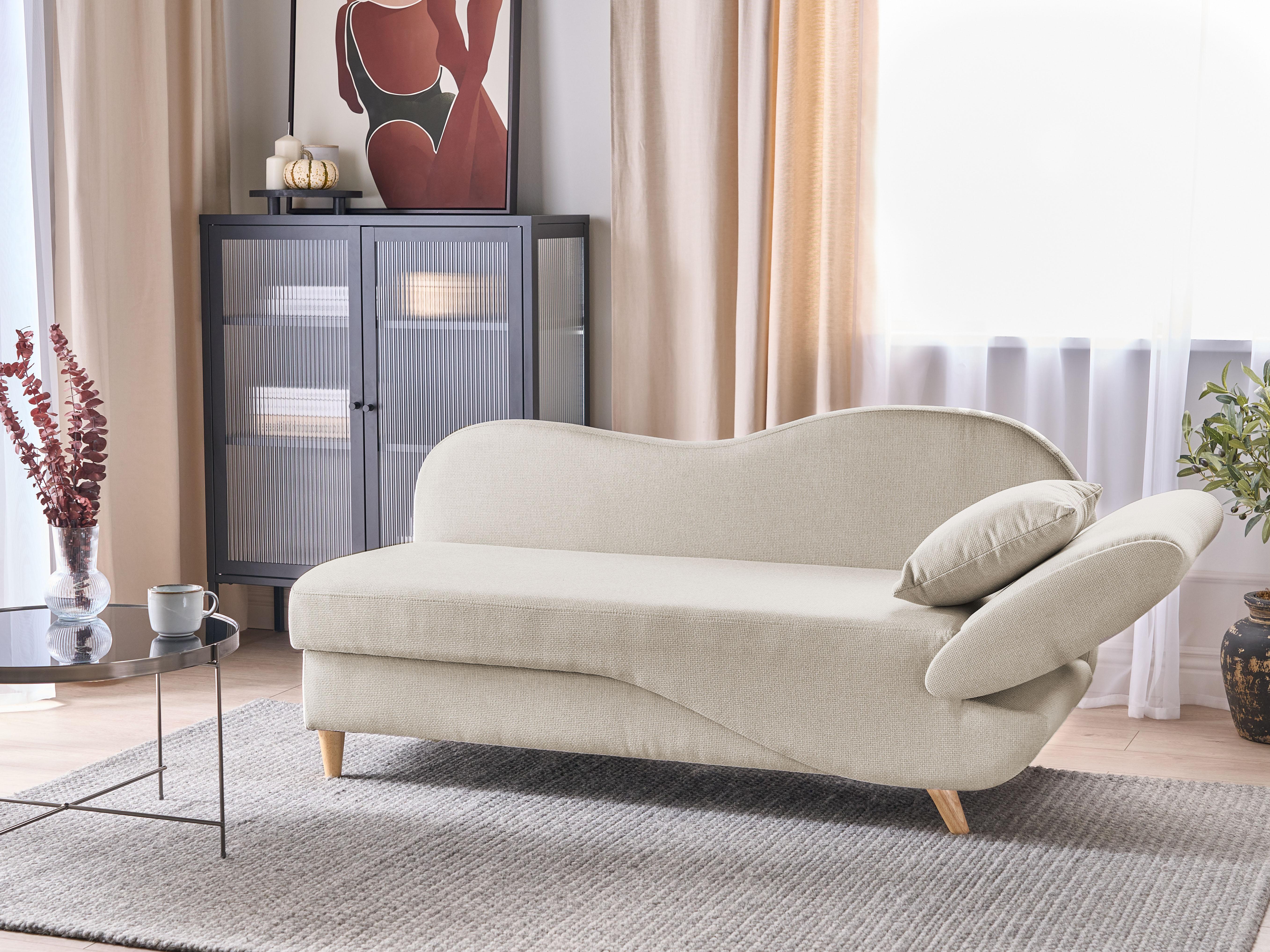 Rechtszijdige chaise longue MERI Kunstlinnen Beige met opbergruimte