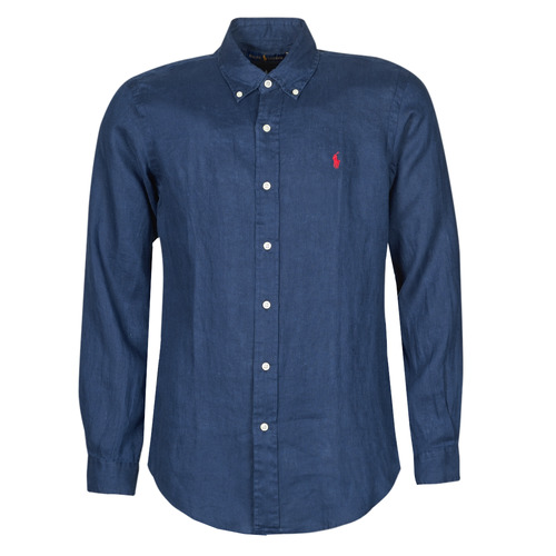 Polo Ralph Lauren - CHEMISE AJUSTEE EN LIN COL BOUTONNELOGO PONY PLAYER Azul