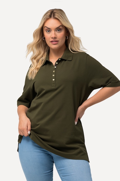 Poloshirt, Piqué, Polokragen, Samt-Knopfleiste, Halbarm