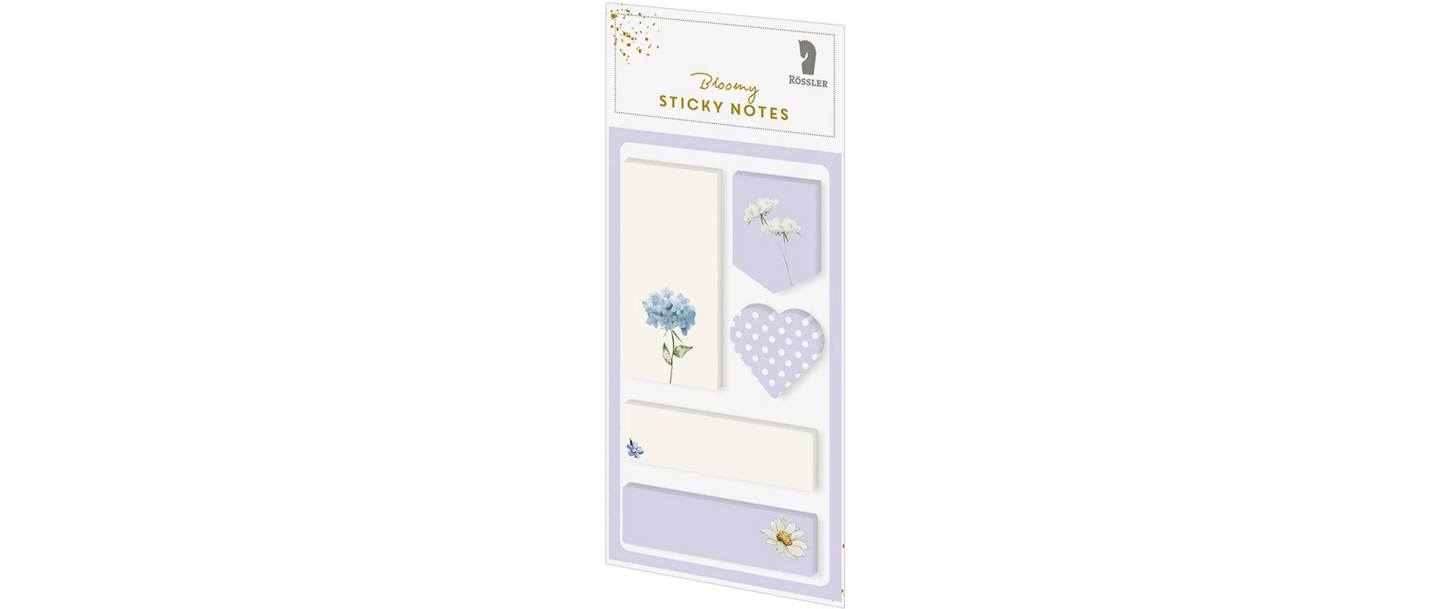 Sticky Notes Valerie Set Flieder/WeissBogen mit 5 verschiedenen Notizzetteln