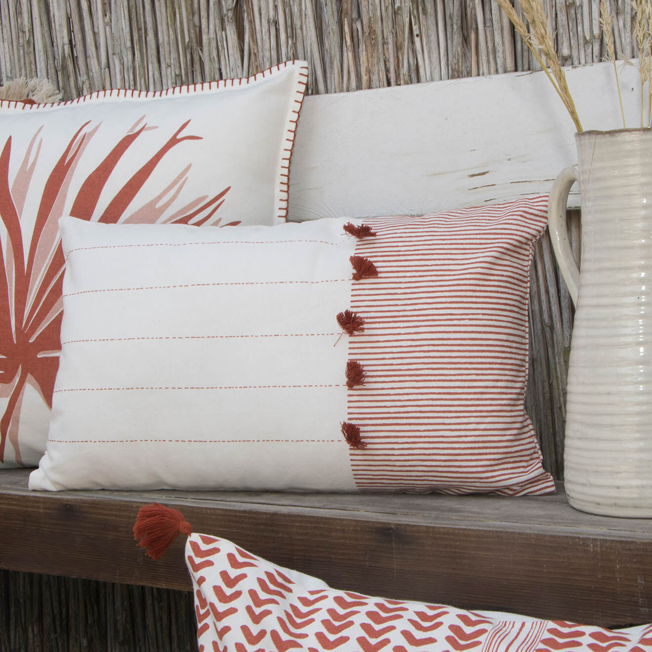 Febronie Housse de coussin Pinstripe terracotta - 50x30 cm