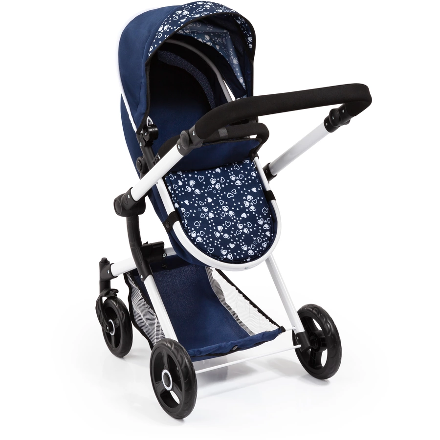 bayer Design Kombi-Puppenwagen Neo Vario blau mit Herzen