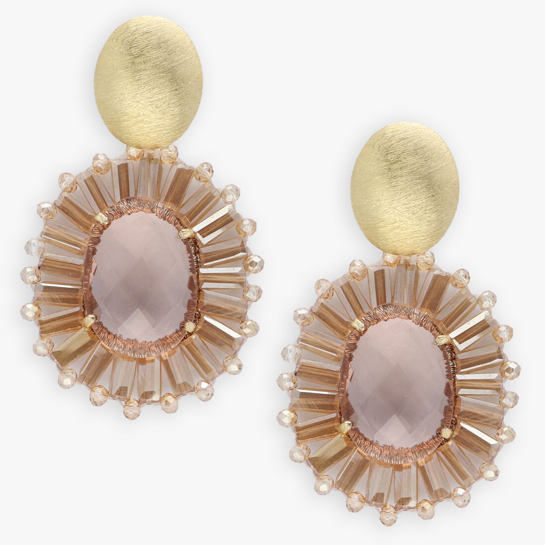 roze lott. gioielli sieraad oval flat beads with stone s