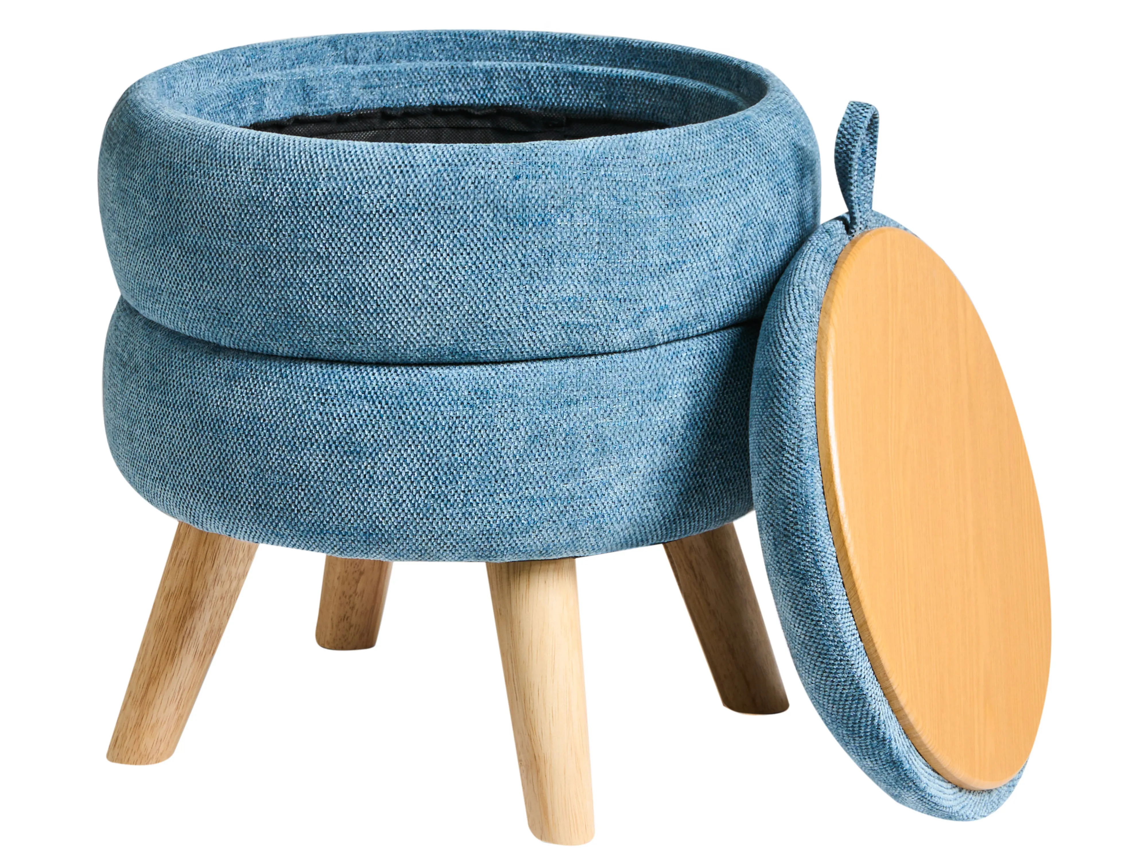 Poef met opbergruimte HAWLEY Chenille Blauw